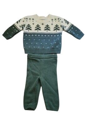 Little Planet By Carters organic Cotton Fair Isle Knit Matching Set
